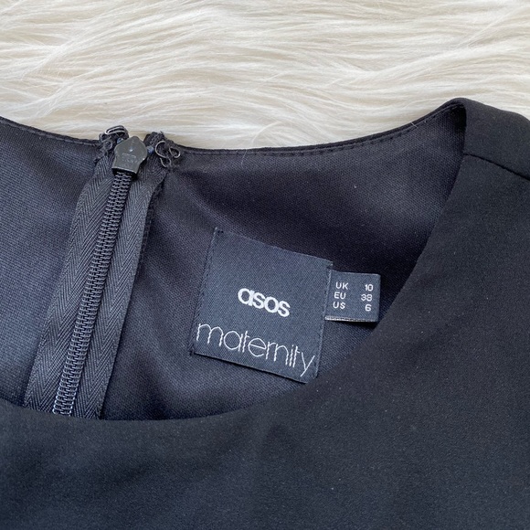 ASOS Maternity Black Lace Skirt Short Sleeve Dress - Picture 8 of 9